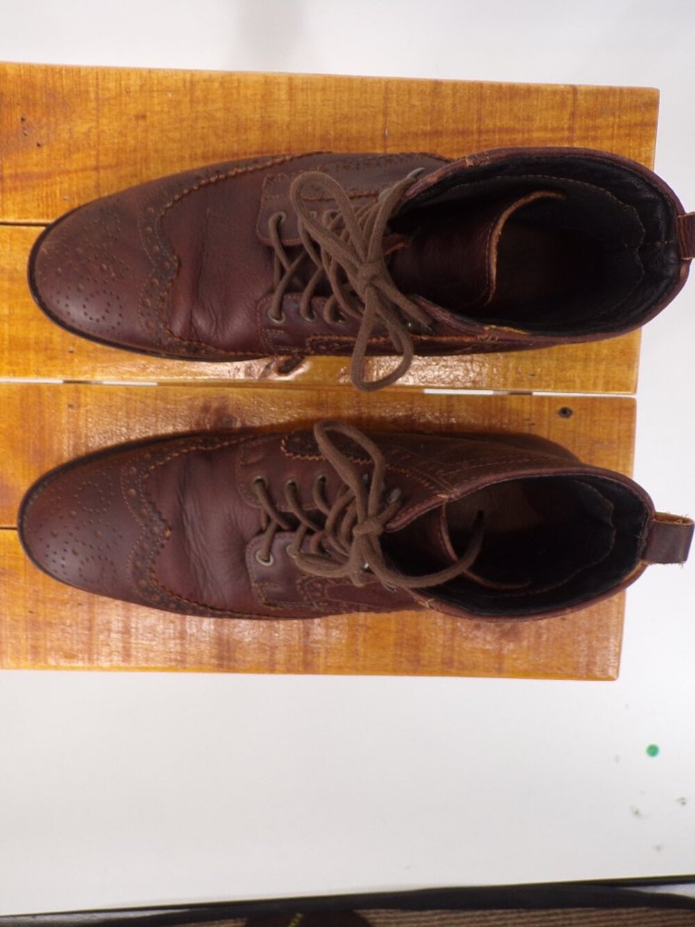 Johnston & Murphy Mens Brown Leather Wingtip Brogue Ankle Lace Up Boots sz 8 - Picture 5 of 10